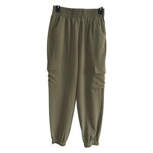 Evereve Sage Green Cargo Elastic Band Pants Size Small